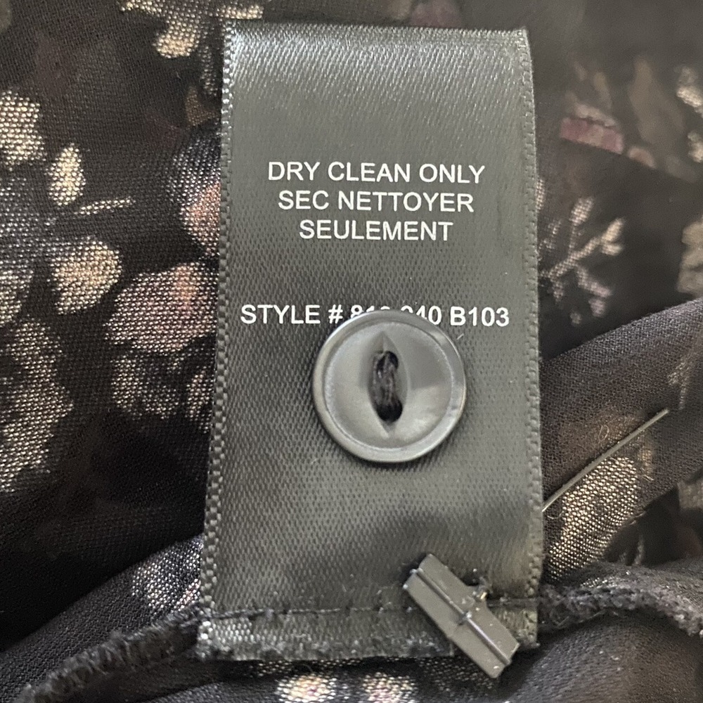 Rebecca Taylor Silk Blend Floral Burnout Blouse Black Pink Drawstring Top 2 - Picture 8 of 9